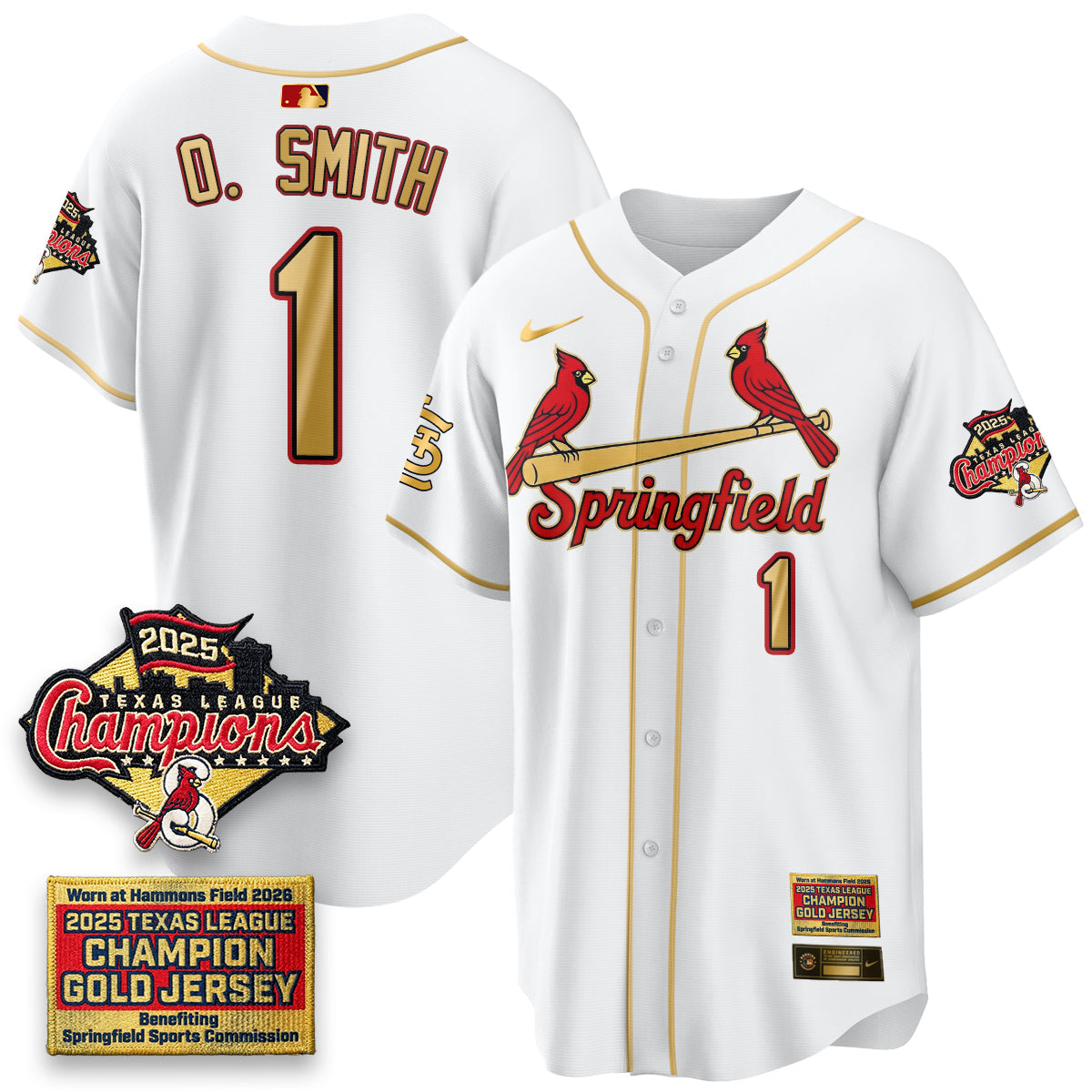 St. Louis Cardinals Springfield's Championship Gold Limited Jerseys - Stitched