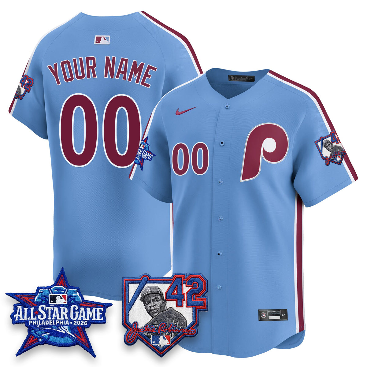 Philadelphia Phillies 2026 Jackie Robinson New Era - All Star Game Vapor Limited Custom Jersey - Stitched