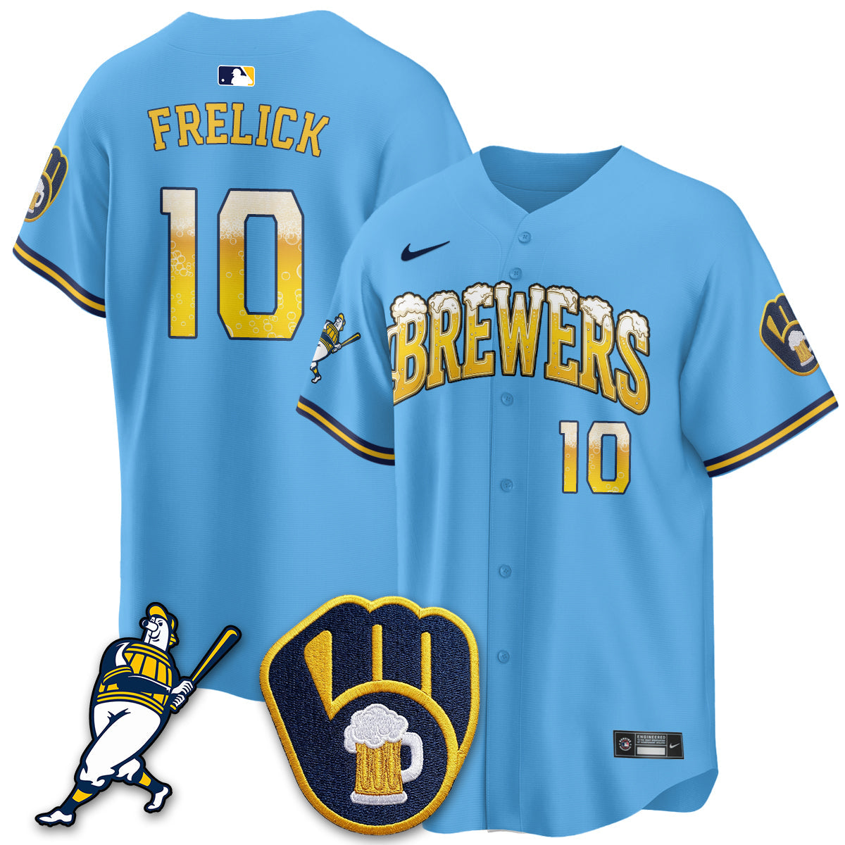 Milwaukee Brewers "Pitcher & Pint" Edition Vapor Limited Jersey - Stitched-Cuztomshoes