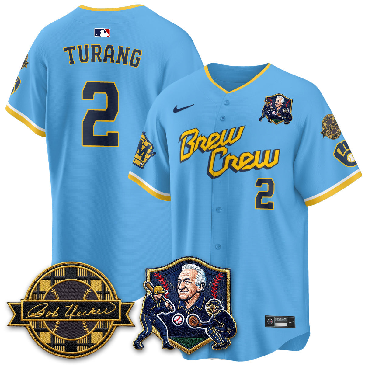 Milwaukee Brewers Bob Uecker - 54 Seasons for Brewers' Vapor Limited Gold Jersey - Stitched