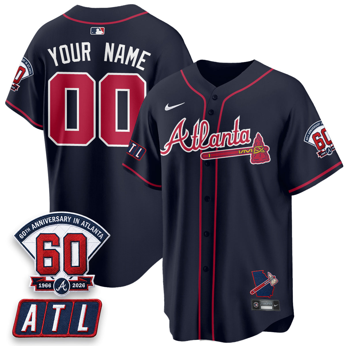 Atlanta Braves 2026 60th Anniversary Vapor Limited Custom Jersey - Stitched