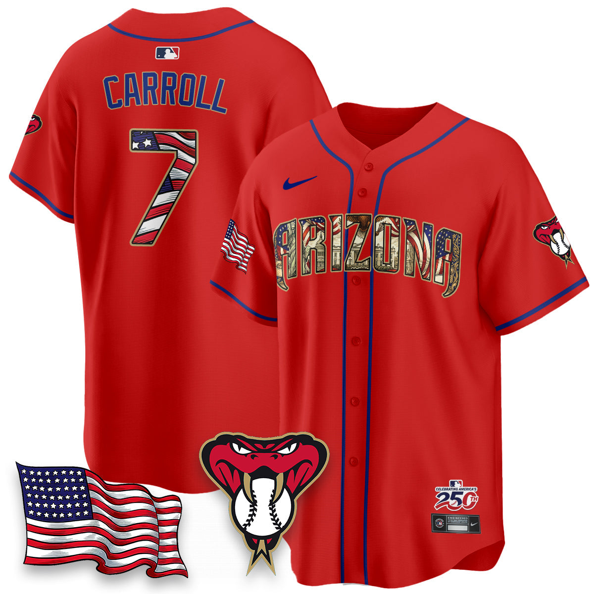 Arizona Diamonbacks 2026 Independence Day USA Vapor Limited Jersey - Stitched-Cuztomshoes