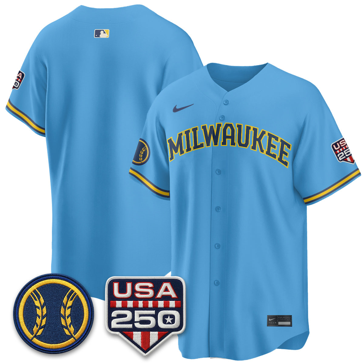 Milwaukee Brewers Fourth of July Vapor Limited Jersey - Stitched-Cuztomshoes