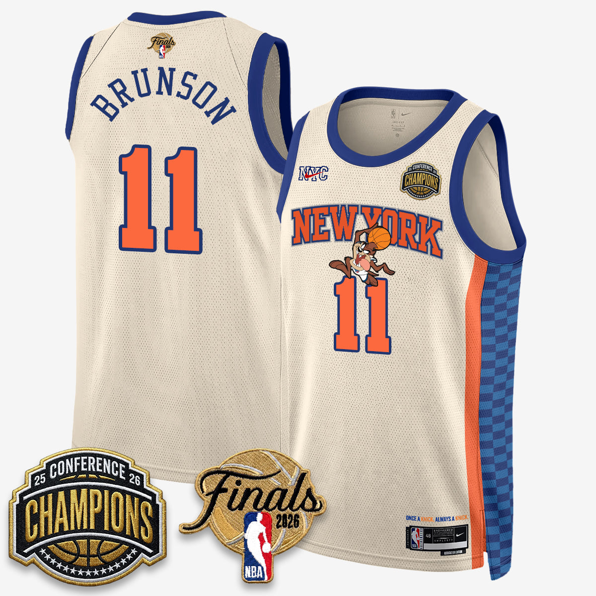 New York Knicks 2026 Basketball Eastern Conference Champions x Looney Tunes Vapor Jersey V2- Stitched-Cuztomshoes