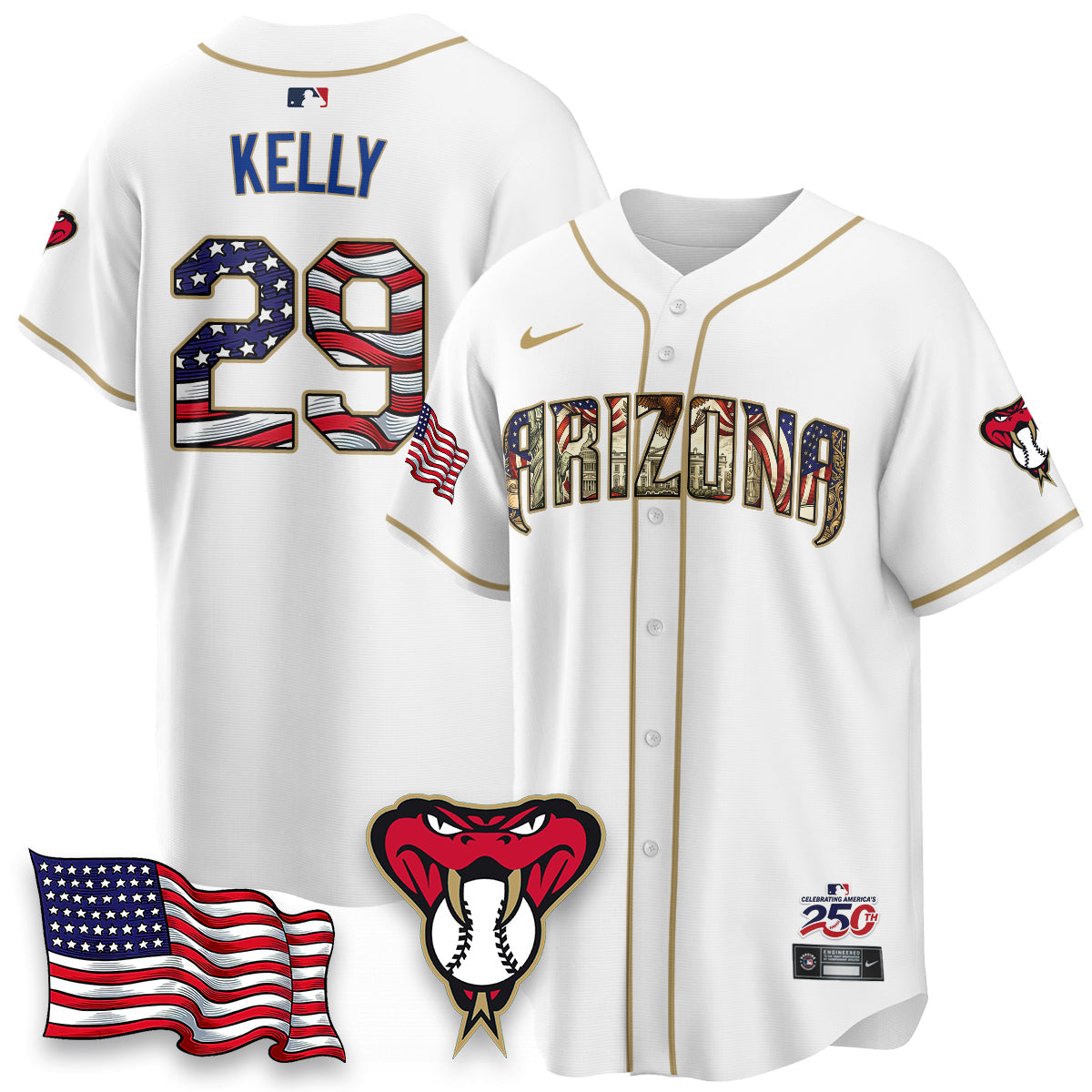 Arizona Diamonbacks 2026 Independence Day USA Vapor Limited Jersey - Stitched-Cuztomshoes