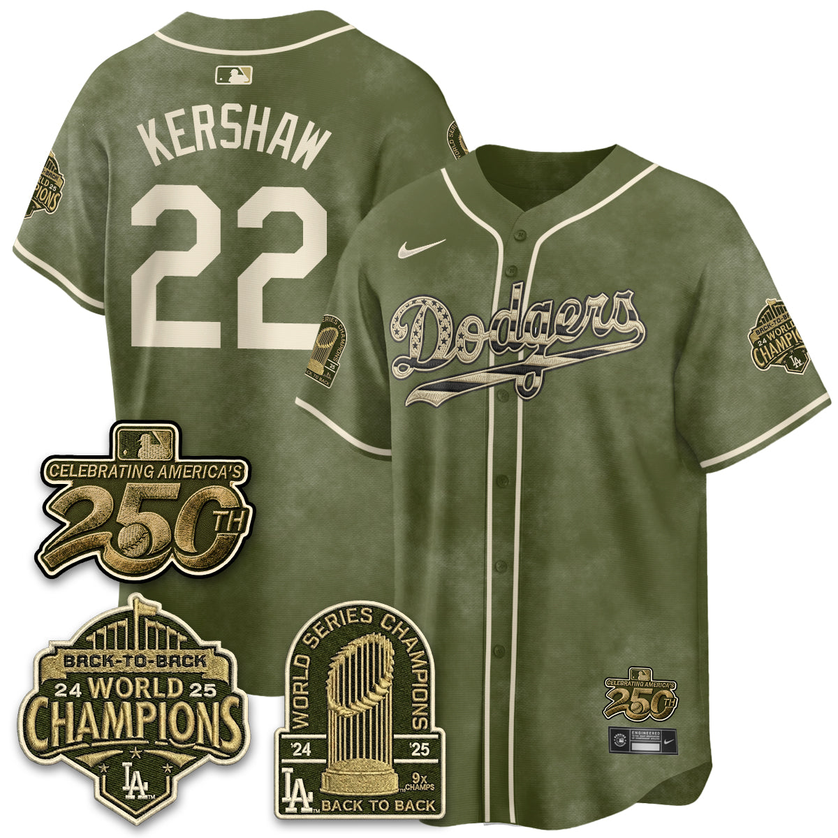 Los Angeles Dodgers New Era Olive 2026 Armed Forces Day Jersey -Stitched V2