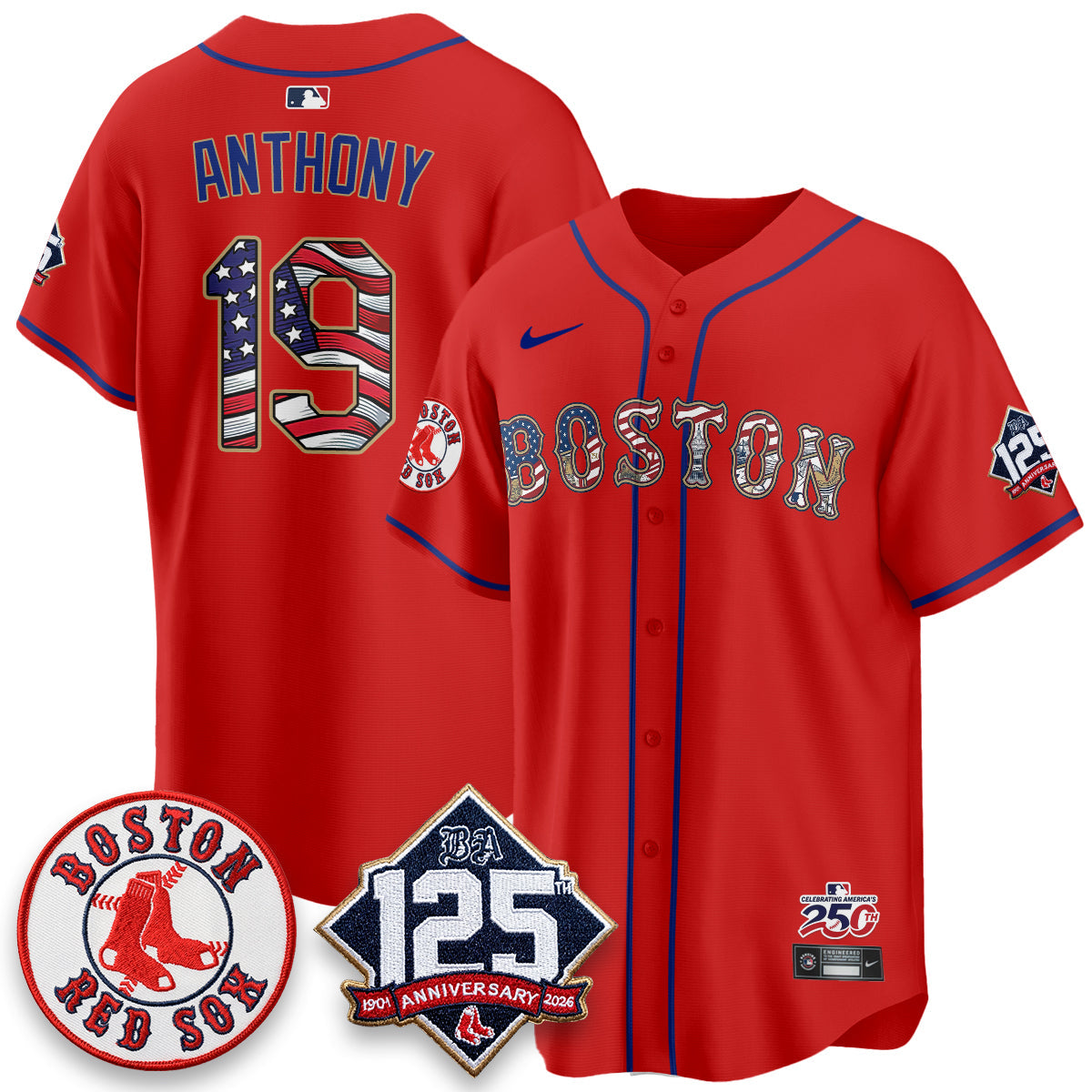 Boston Red Sox 2026 Independence Day USA Vapor Limited Jersey - Stitched-Cuztomshoes