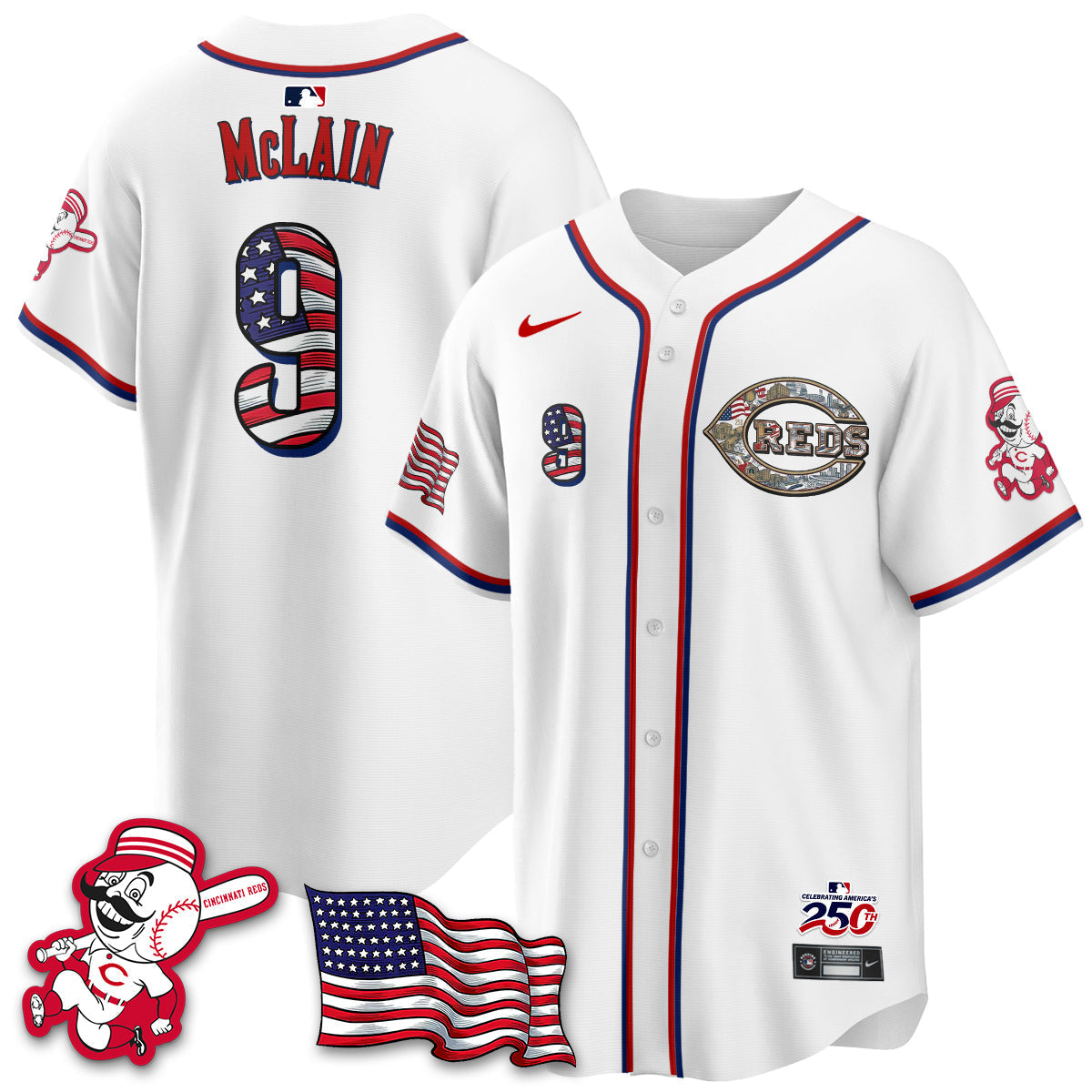 Cincinnati Reds 2026 Independence Day USA Vapor Limited Jersey - Stitched