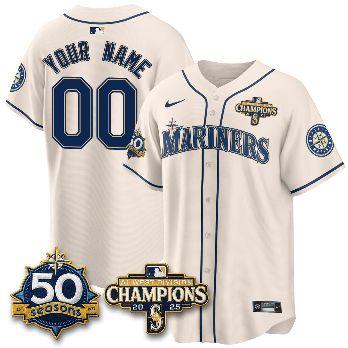 Seattle Mariners Vapor Premier Custom Limited Jersey - 50th Anniversary & AL West Division Champions - Steelheads Community Funds - Stitched