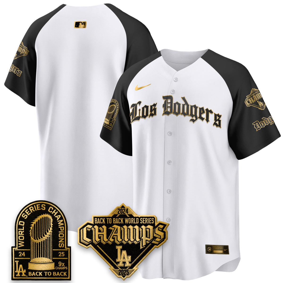 Los Angeles Dodgers World Series Champions B2B Patch Vapor Premier Limited Gothic Edition Jersey - Stitched-Cuztomshoes