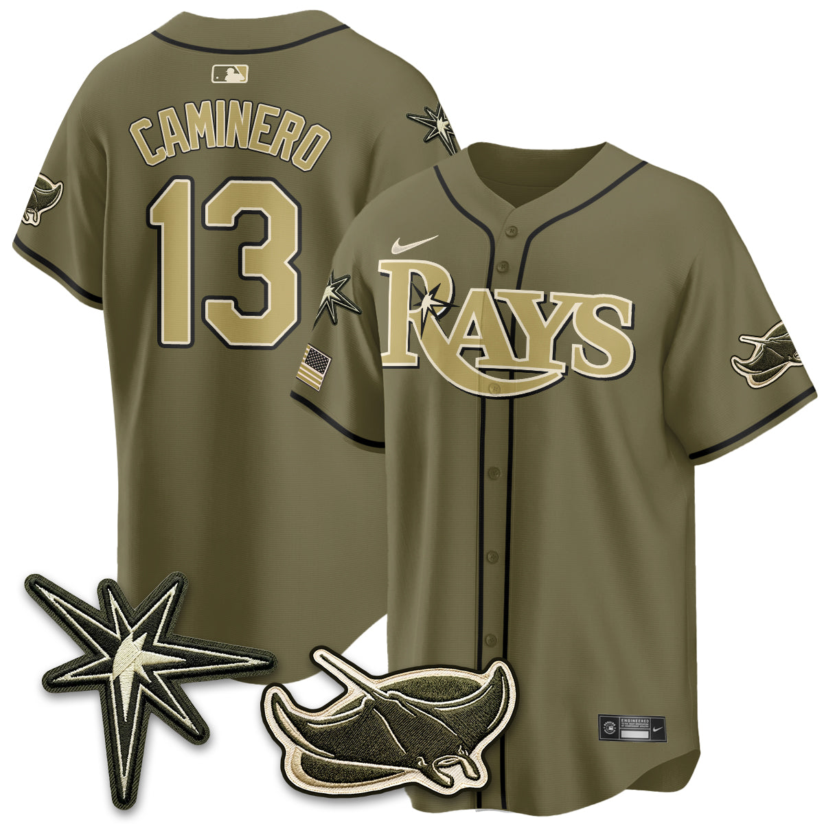 Tampa Bay Rays New Era Olive 2026 Armed Forces Day Jersey - Stitched