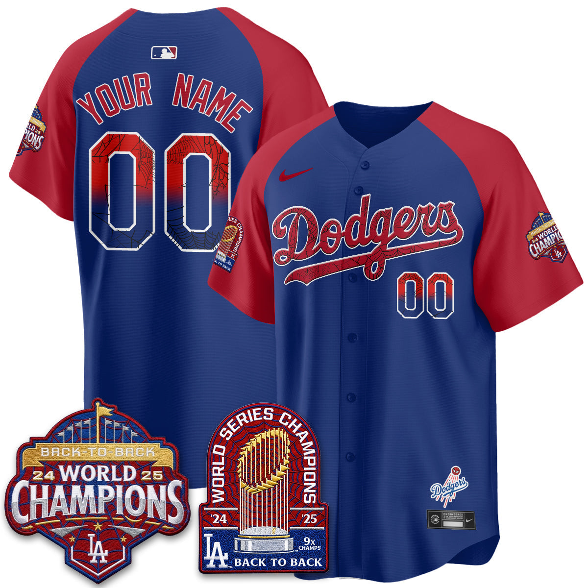 Los Angeles Dodgers x Web-Head 2026 Vapor Custom Jersey - Stitched-Cuztomshoes