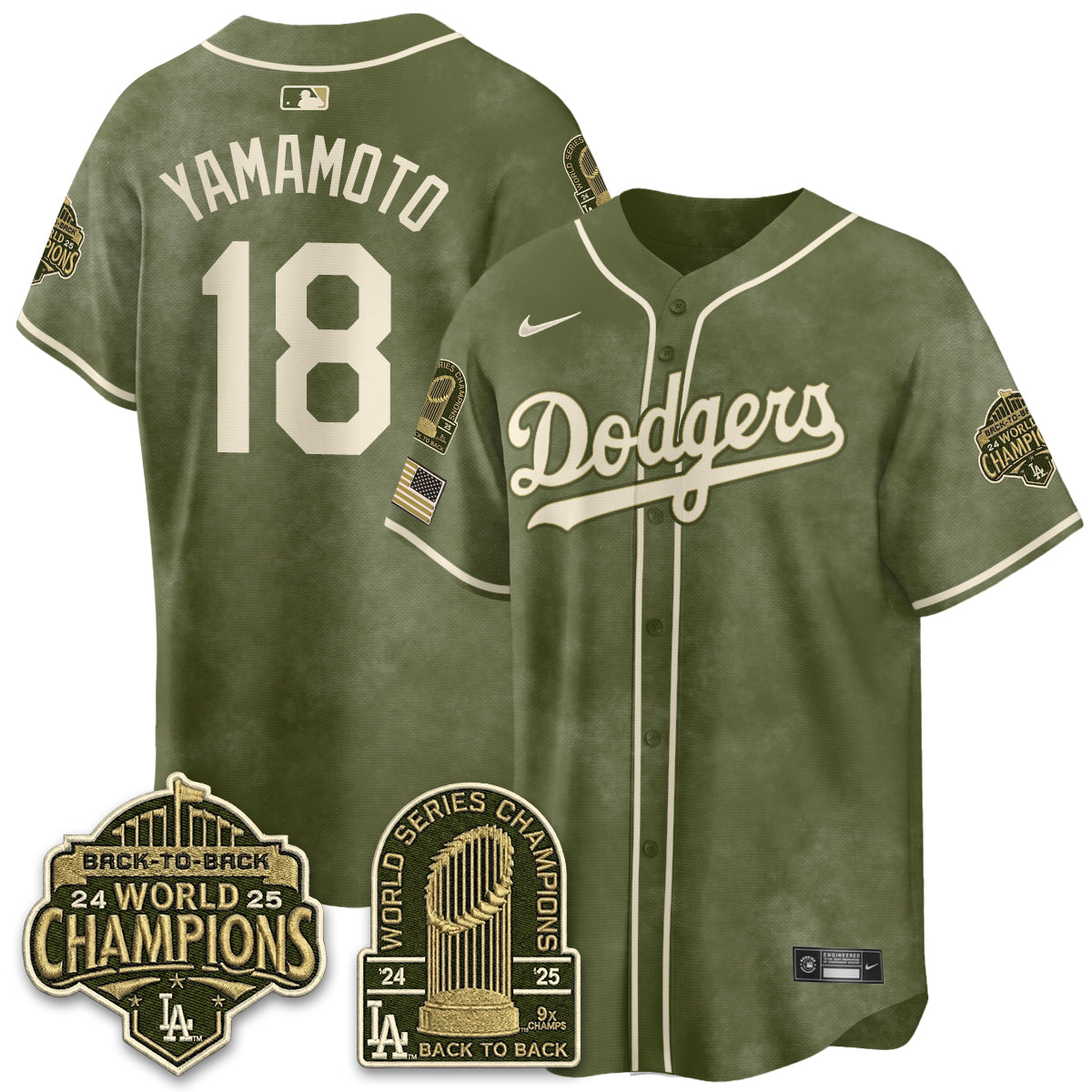 Los Angeles Dodgers New Era Olive 2026 Armed Forces Day Jersey -Stitched
