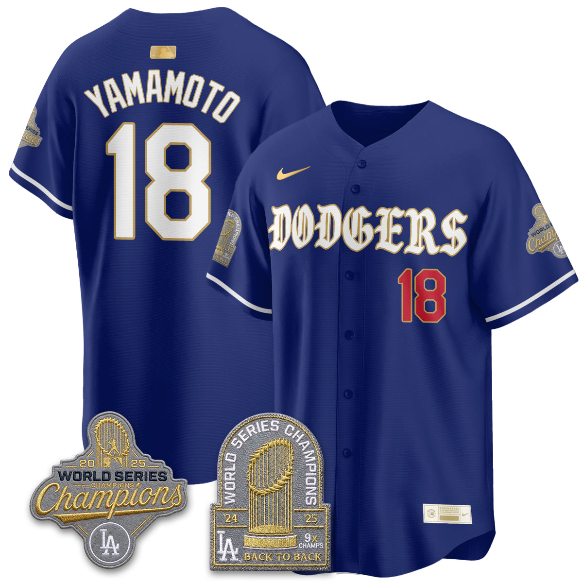 Los Angeles Dodgers Vapor Limited Jersey - Back to Back 9x Champs - Stitched-Cuztomshoes