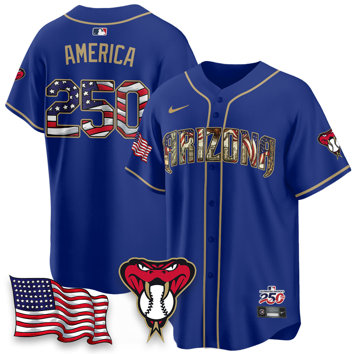 Arizona Diamonbacks 2026 Independence Day USA Vapor Limited Jersey - Stitched-Cuztomshoes