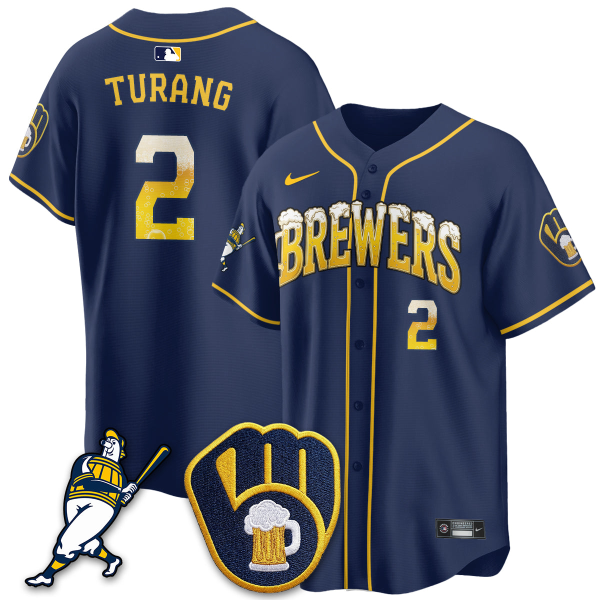 Milwaukee Brewers "Pitcher & Pint" Edition Vapor Limited Jersey - Stitched-Cuztomshoes