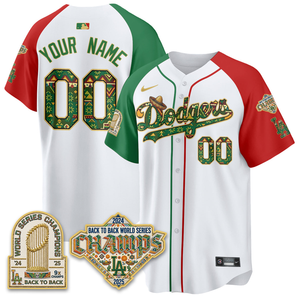Los Angeles Dodgers x Mexican Heritage 2026 Limited Vapor Custom Jersey - Stitched-Cuztomshoes
