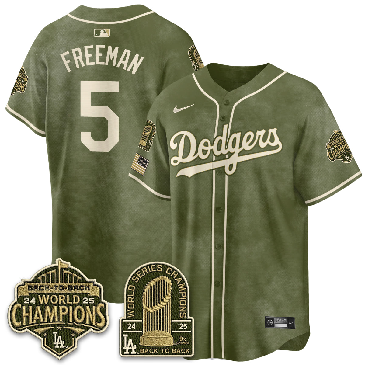 Los Angeles Dodgers New Era Olive 2026 Armed Forces Day Jersey -Stitched