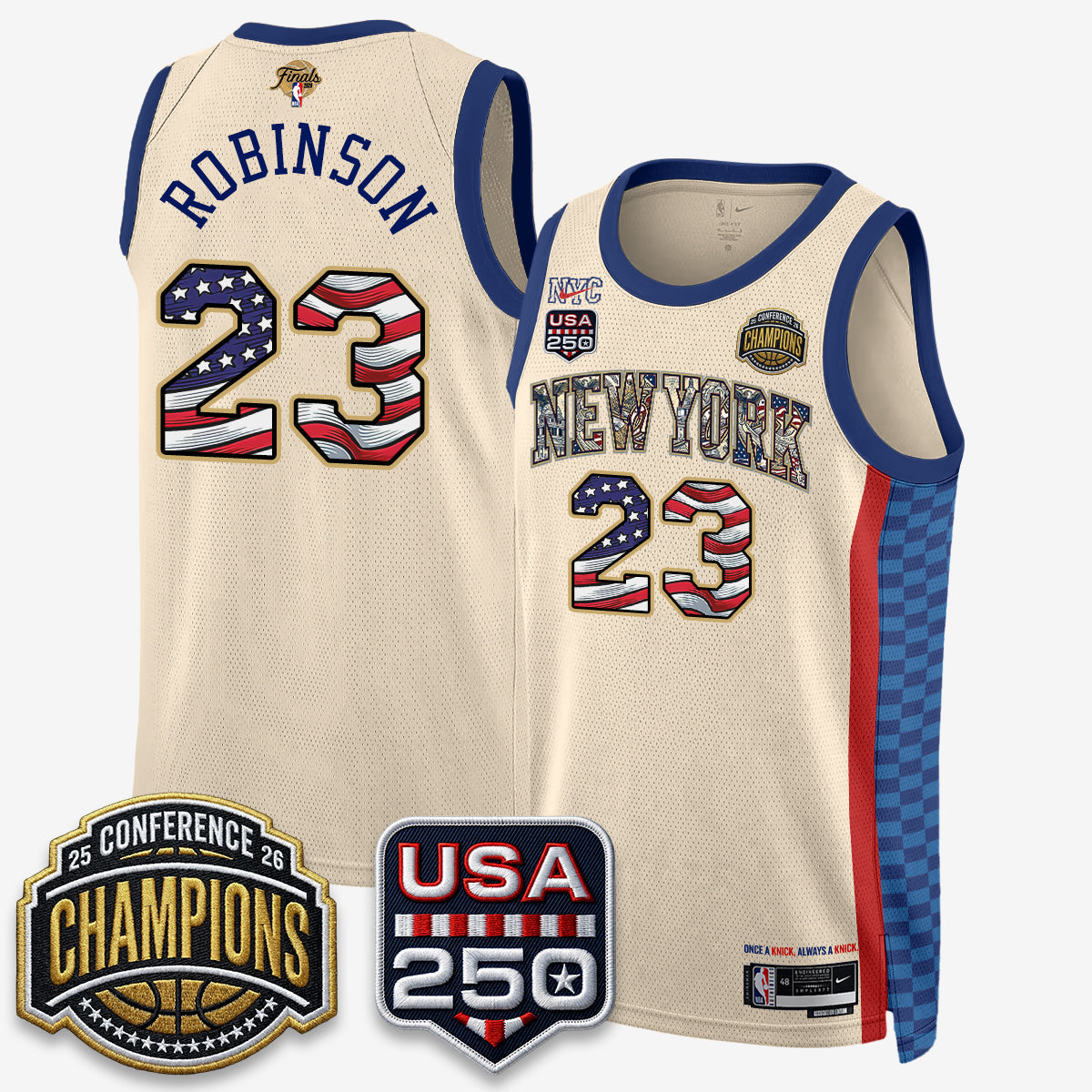 New York Knicks 2026 Basketball  Eastern Conference Champions x Fourth of July Vapor Jersey - Stitched