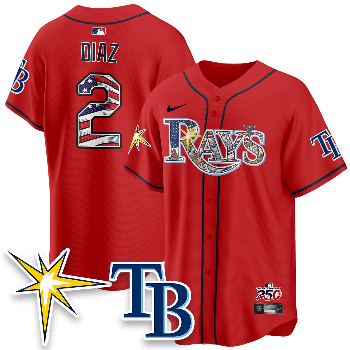 Tampa Bay Rays 2026 Independence Day USA Vapor Limited Jersey - Stitched
