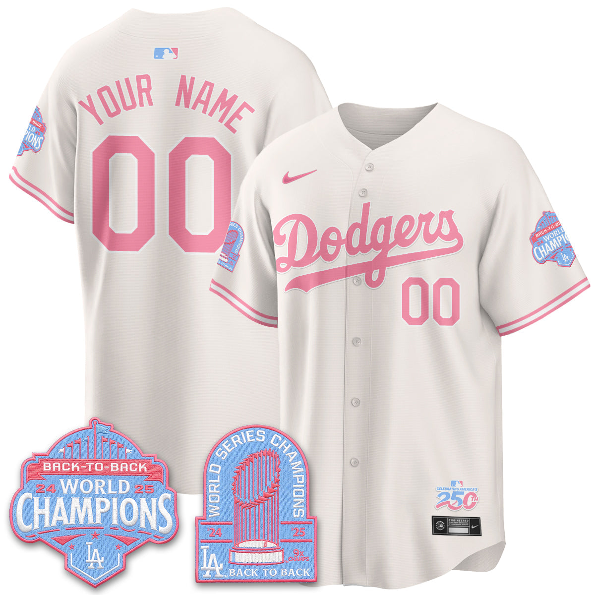 Los Angeles Dodgers x Bubblegum Vapor Custom Jersey - Stitched