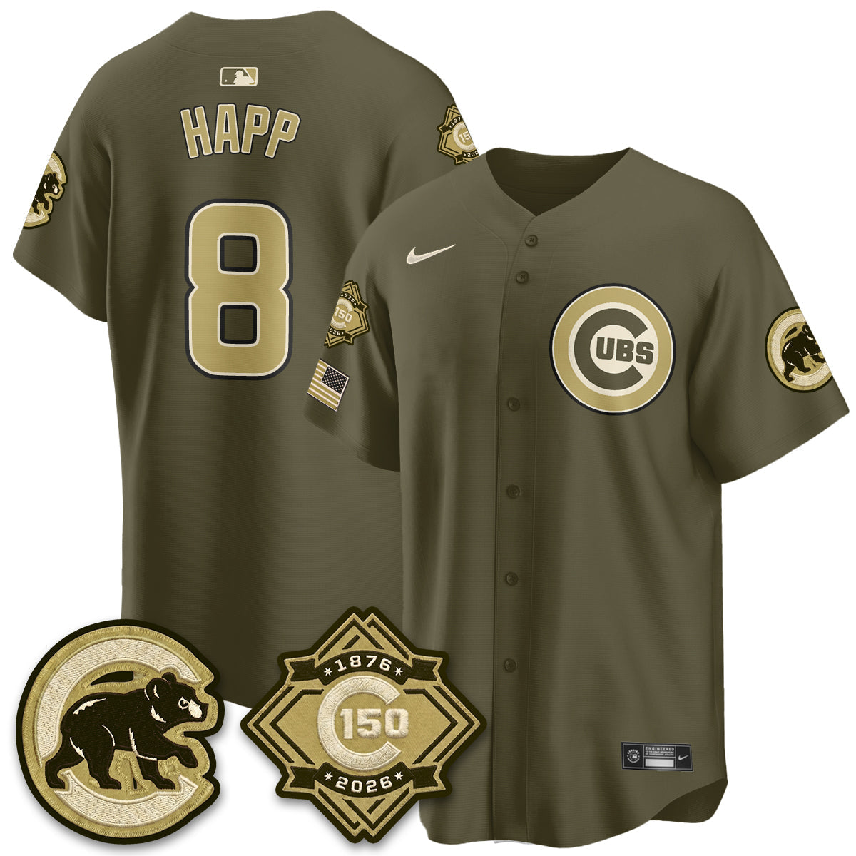 Chicago Cubs New Era Olive 2026 Armed Forces Day Jersey -Stitched