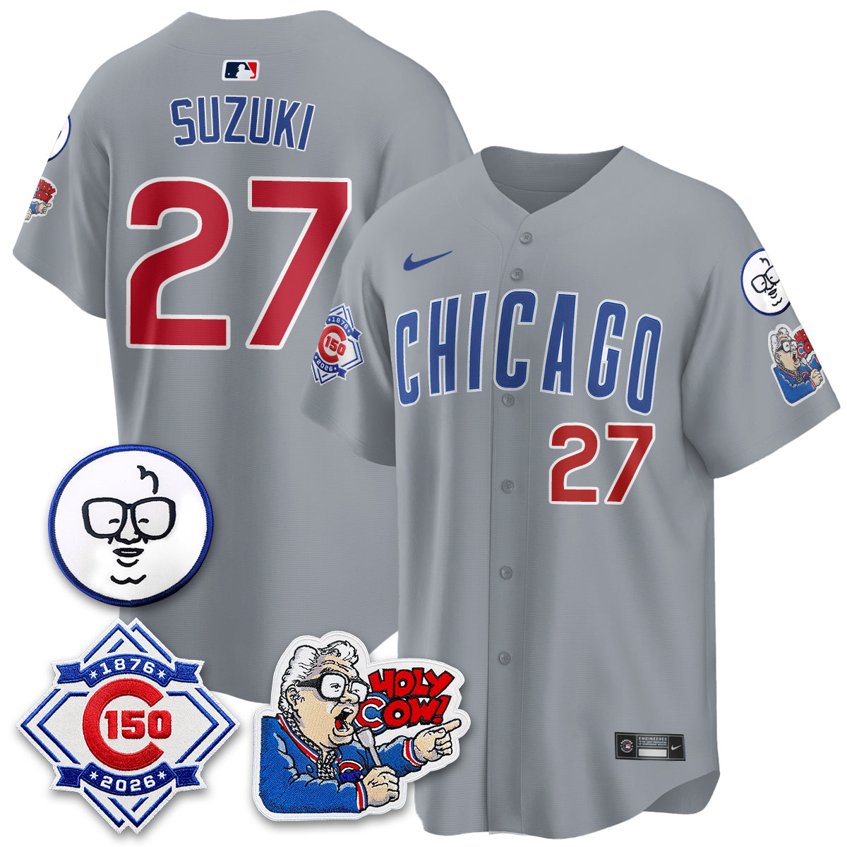 Chicago Cubs 150th Anniversary Harry Caray Holy Cow Vapor Premier Limited Jersey - Stitched V2-Cuztomshoes