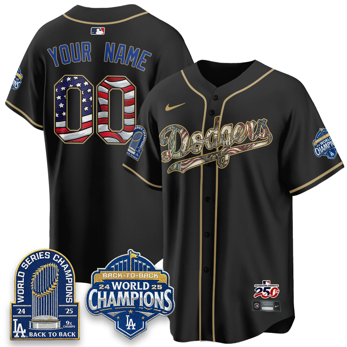 Los Angeles Dodgers 2026 Independence Day USA Vapor Limited Custom Jersey - Stitched-Cuztomshoes