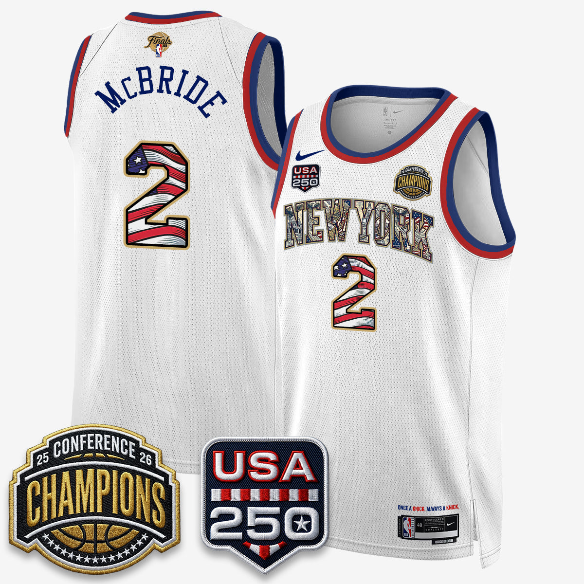 New York Knicks 2026 Basketball  Eastern Conference Champions x Fourth of July Vapor Jersey - Stitched