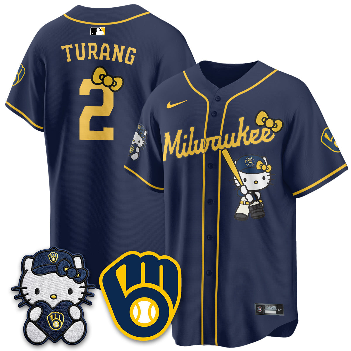 Milwaukee Brewers Meow KT Night Vapor Limited Jersey - Stitched-Cuztomshoes