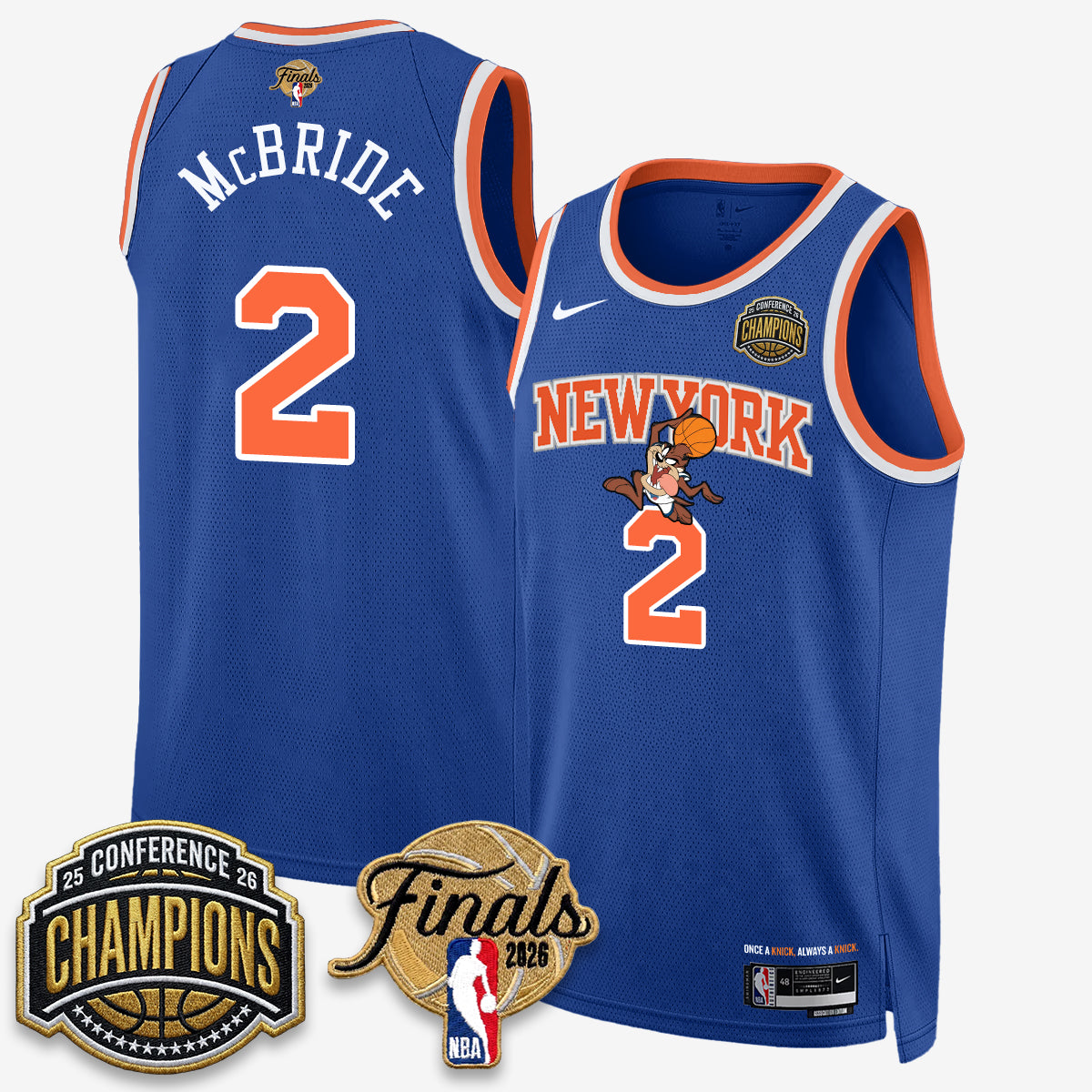 New York Knicks 2026 Basketball Eastern Conference Champions x Looney Tunes Vapor Jersey V2- Stitched-Cuztomshoes