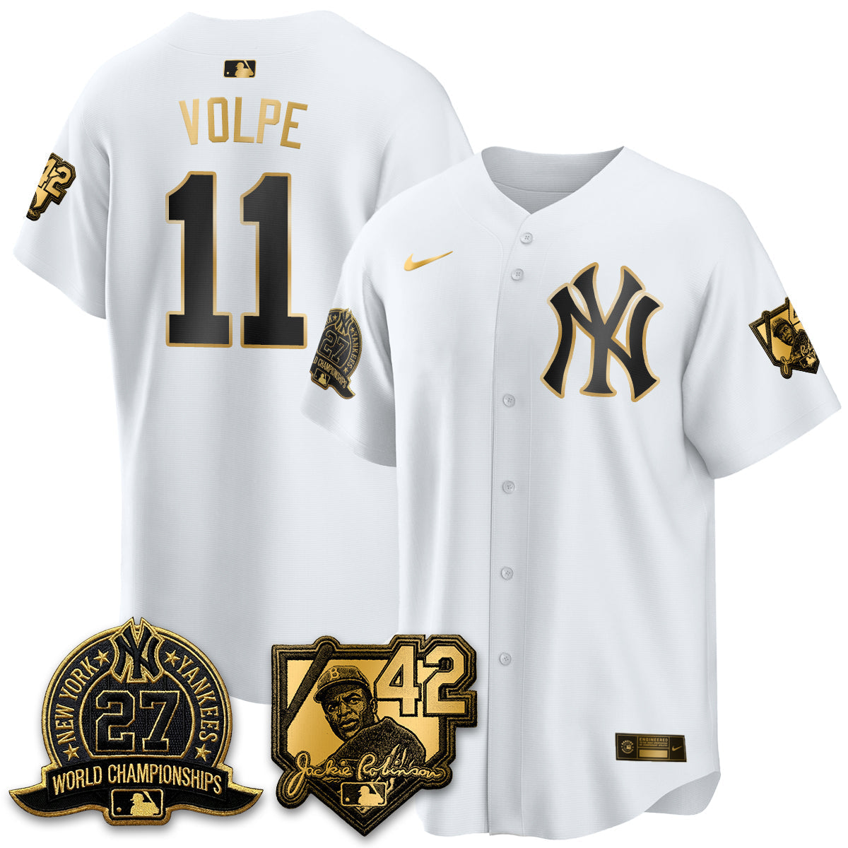 New York Yankees 2026 Jackie Robinson Day Vapor Limited Gold Edition Jersey - Stitched