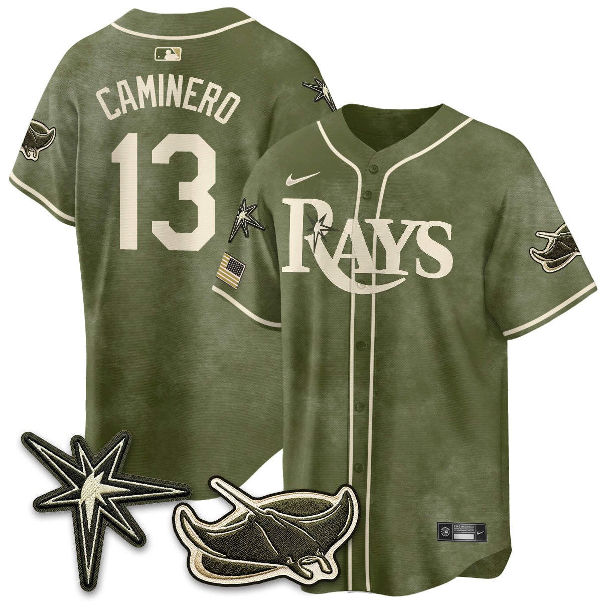 Tampa Bay Rays New Era Olive 2026 Armed Forces Day Jersey - Stitched