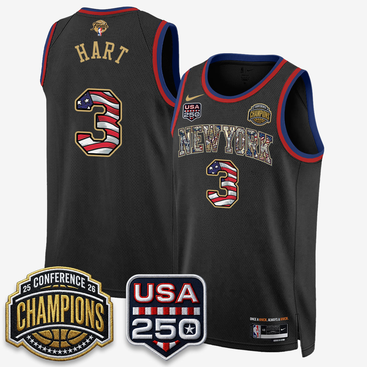 New York Knicks 2026 Basketball  Eastern Conference Champions x Fourth of July Vapor Jersey - Stitched