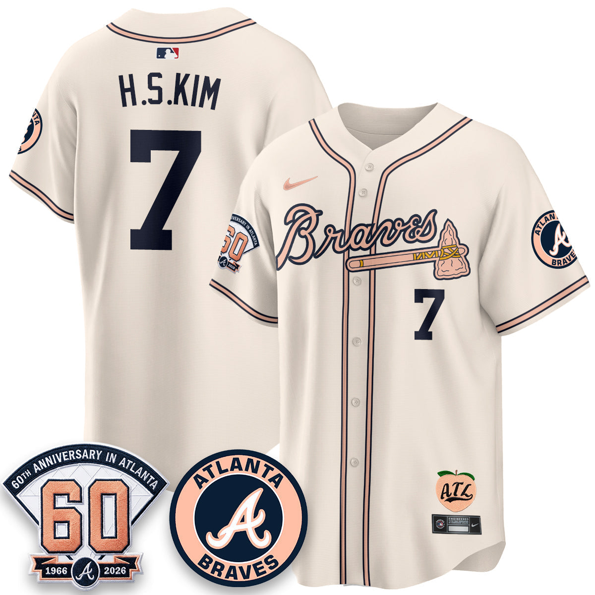 Atlanta Braves 60th Anniversary Peach Edition Vapor Premier Limited Jersey - Stitched