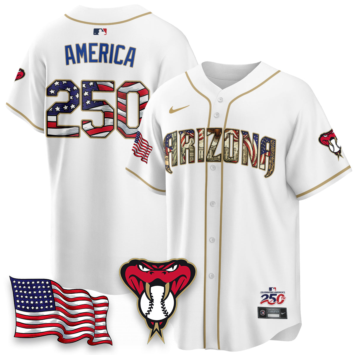 Arizona Diamonbacks 2026 Independence Day USA Vapor Limited Jersey - Stitched-Cuztomshoes