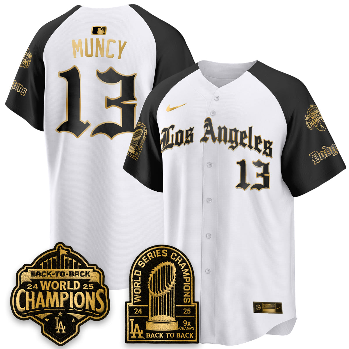 Los Angeles Dodgers WS Champions Back 2 Back Patch Vapor Premier Limited Gothic Edition Jersey - Stitched