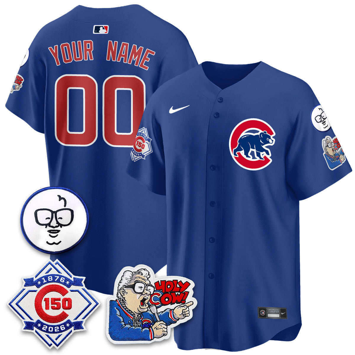 Chicago Cubs 150th Anniversary Harry Caray Holy Cow Vapor Premier Limited Custom Jersey - Stitched V2-Cuztomshoes