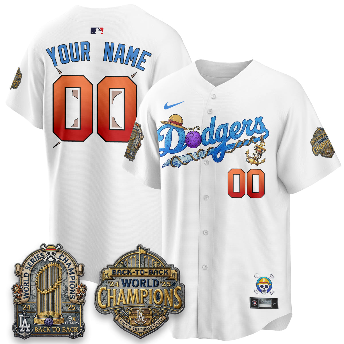 Los Angeles Dodgers x OP Japanese Cartoon Vapor Limited Custom Jersey V2- Stitched-Cuztomshoes