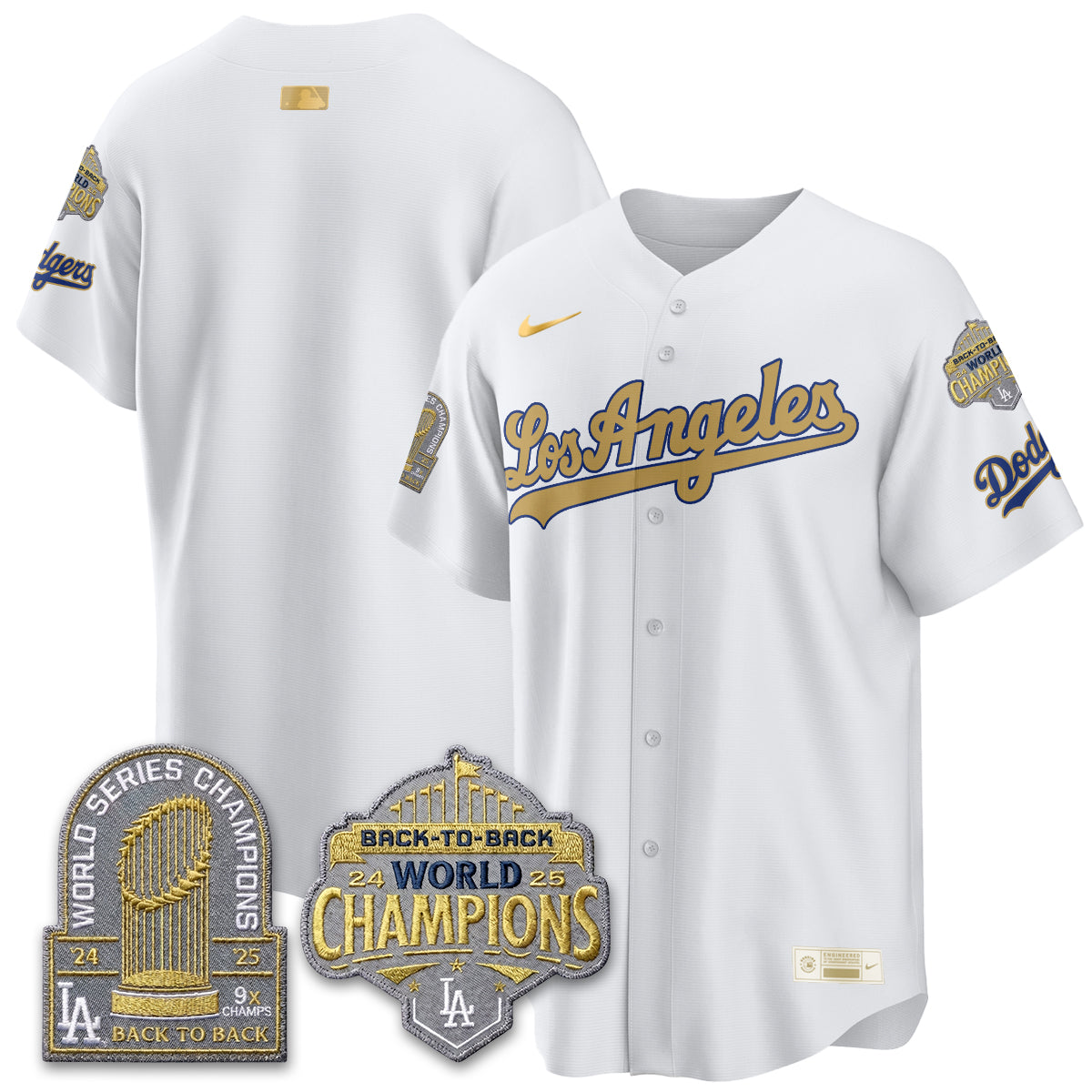 Los Angeles Dodgers Gold Collection Vapor Limited Jersey - 9x & B2B Champs - Stitched-Cuztomshoes