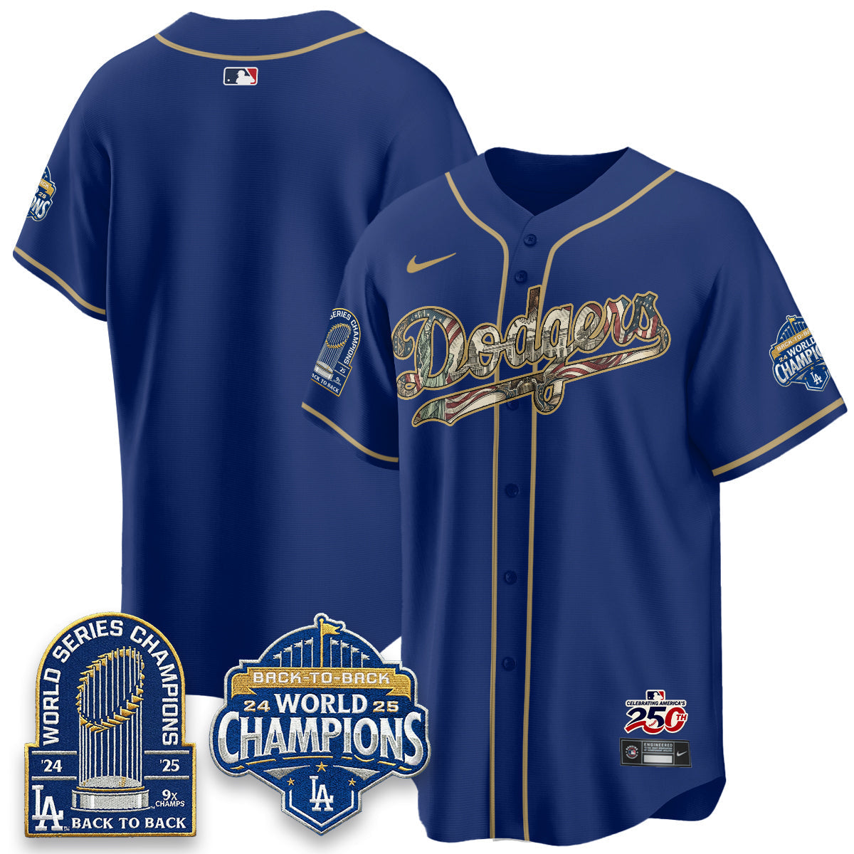 Los Angeles Dodgers 2026 Independence Day USA Vapor Limited Jersey - Stitched-Cuztomshoes