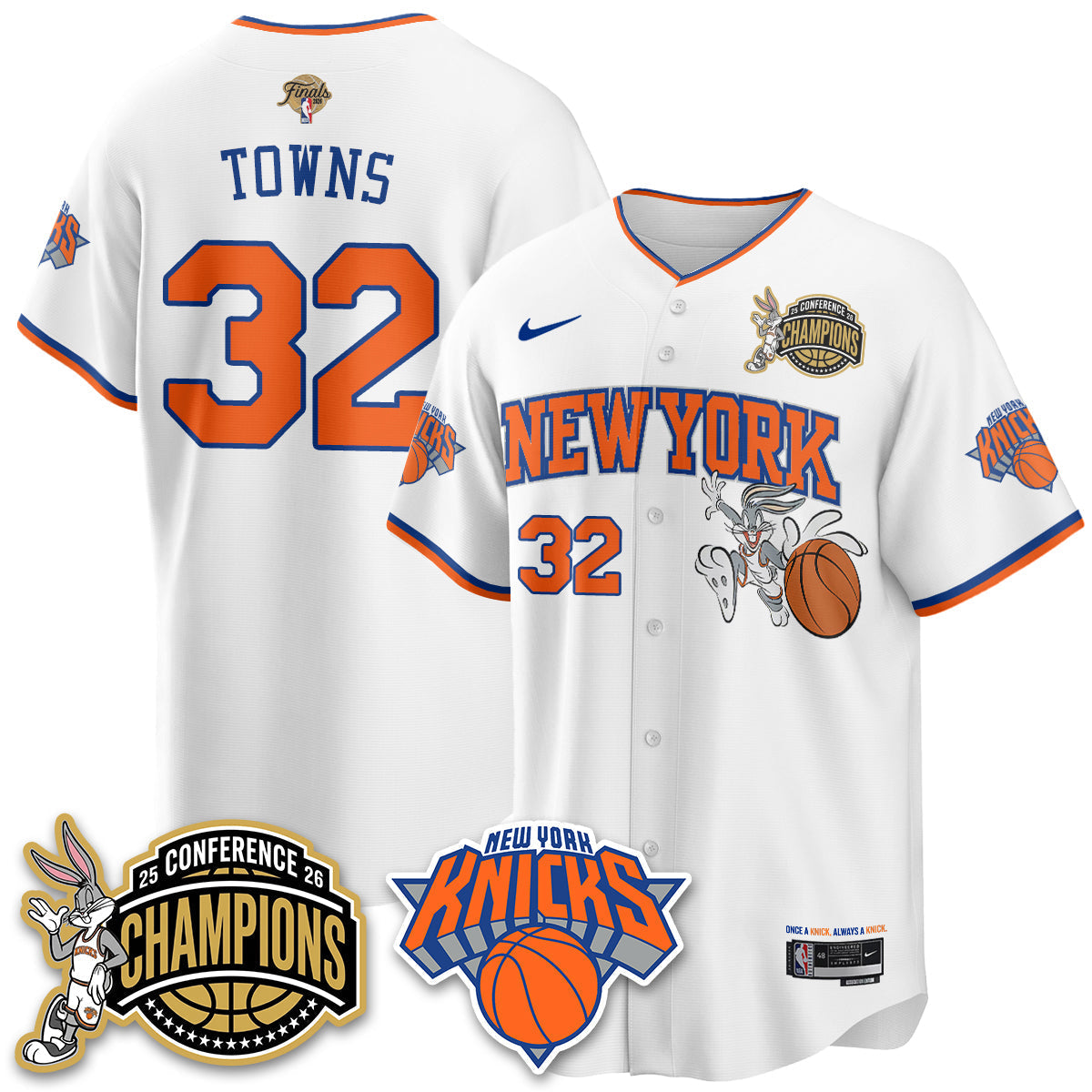 New York Knicks 2026 Basketball Finals x Bunny Vapor Jersey V2- Stitched-Cuztomshoes