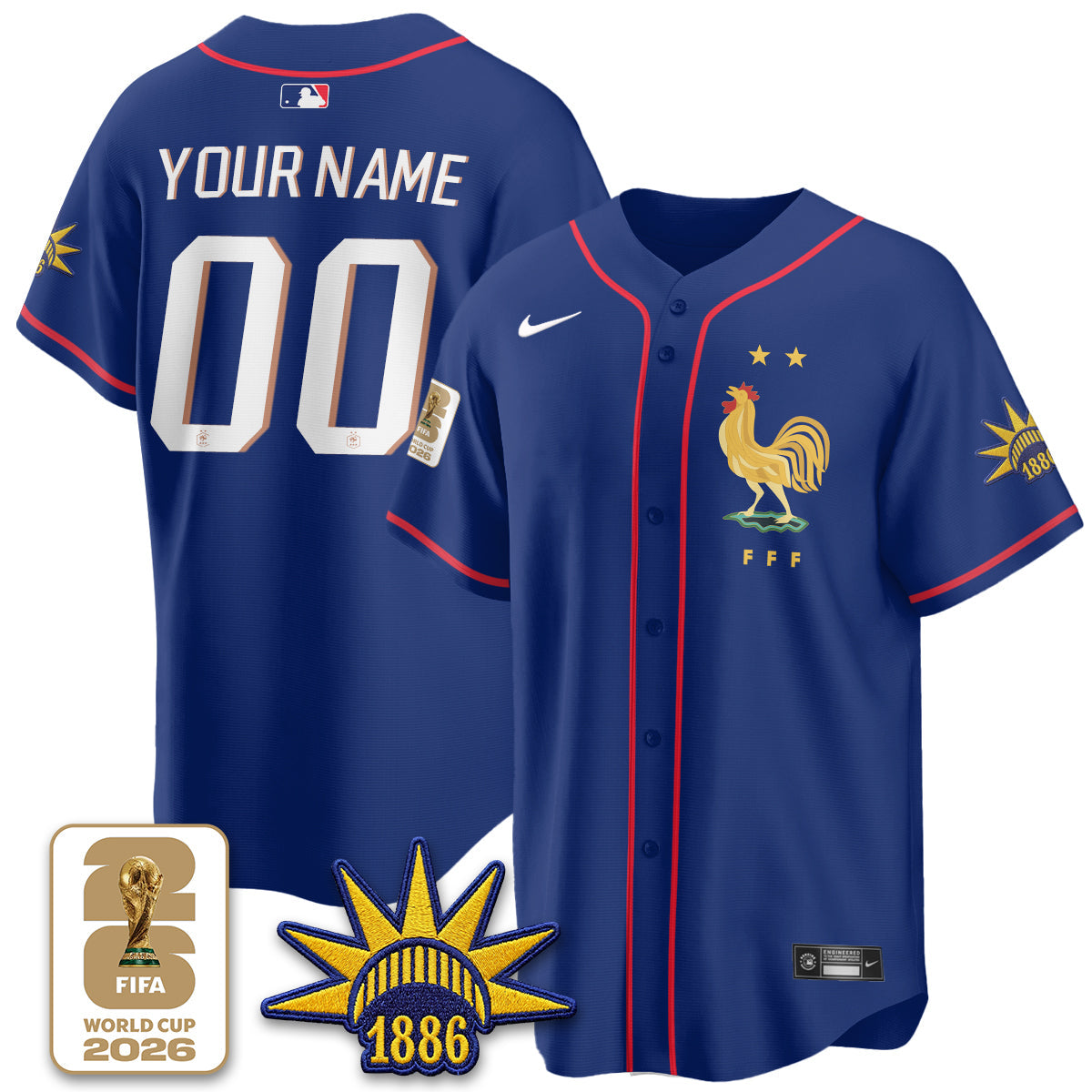 France Soccer National Team x Baseball Vapor Limited Custom Jersey - Stitched-Cuztomshoes