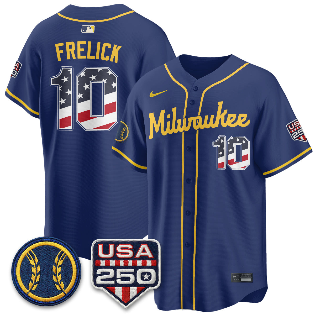 Milwaukee Brewers Fourth of July Vapor Limited Jersey - Stitched-Cuztomshoes