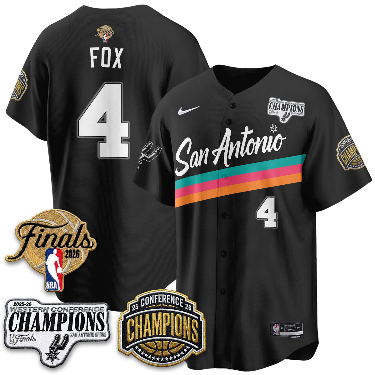San Antonio Spurs 2026 Basketball Finals Vapor Jersey - Stitched