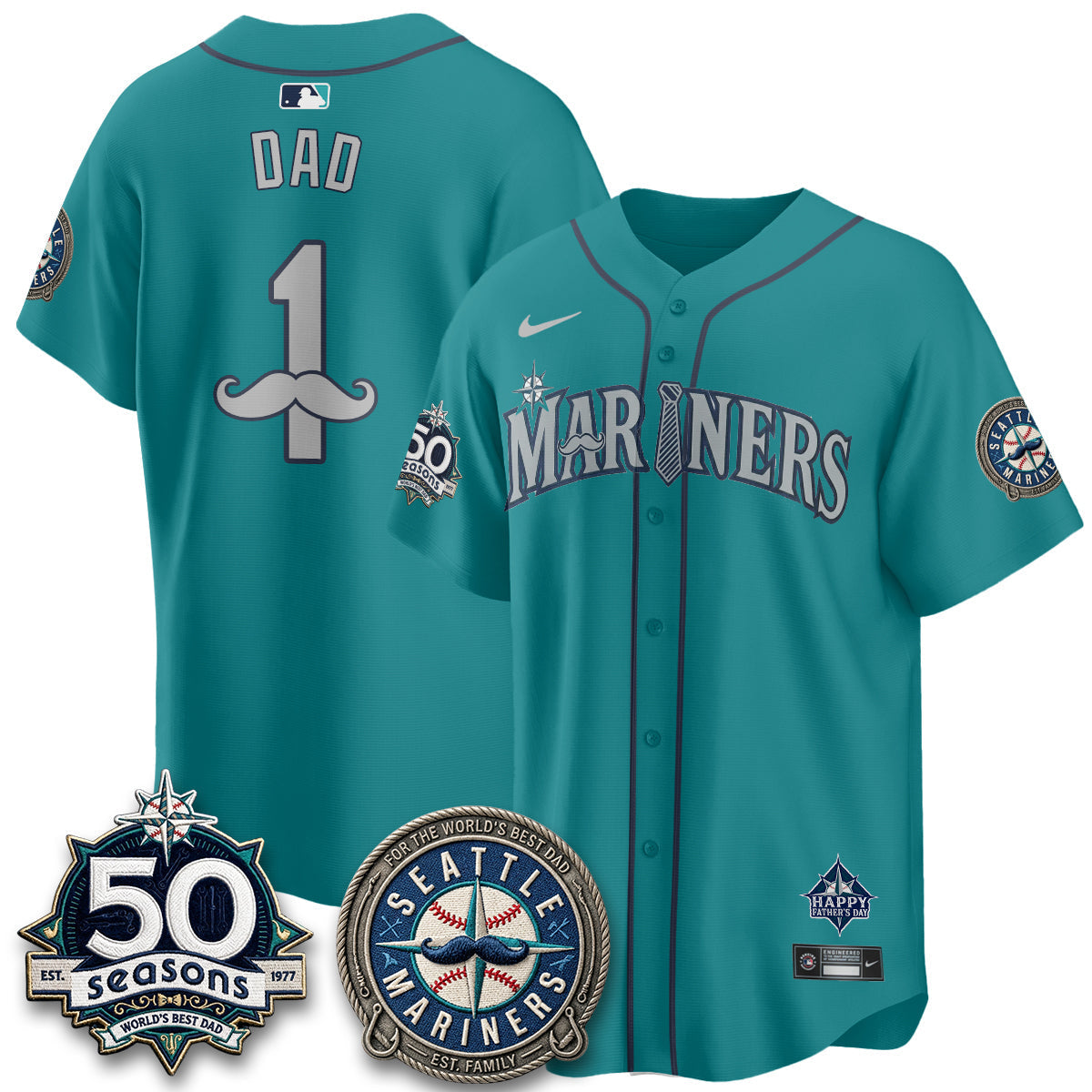 Seattle Mariners Happy Father's Day Vapor Jersey - Stitched