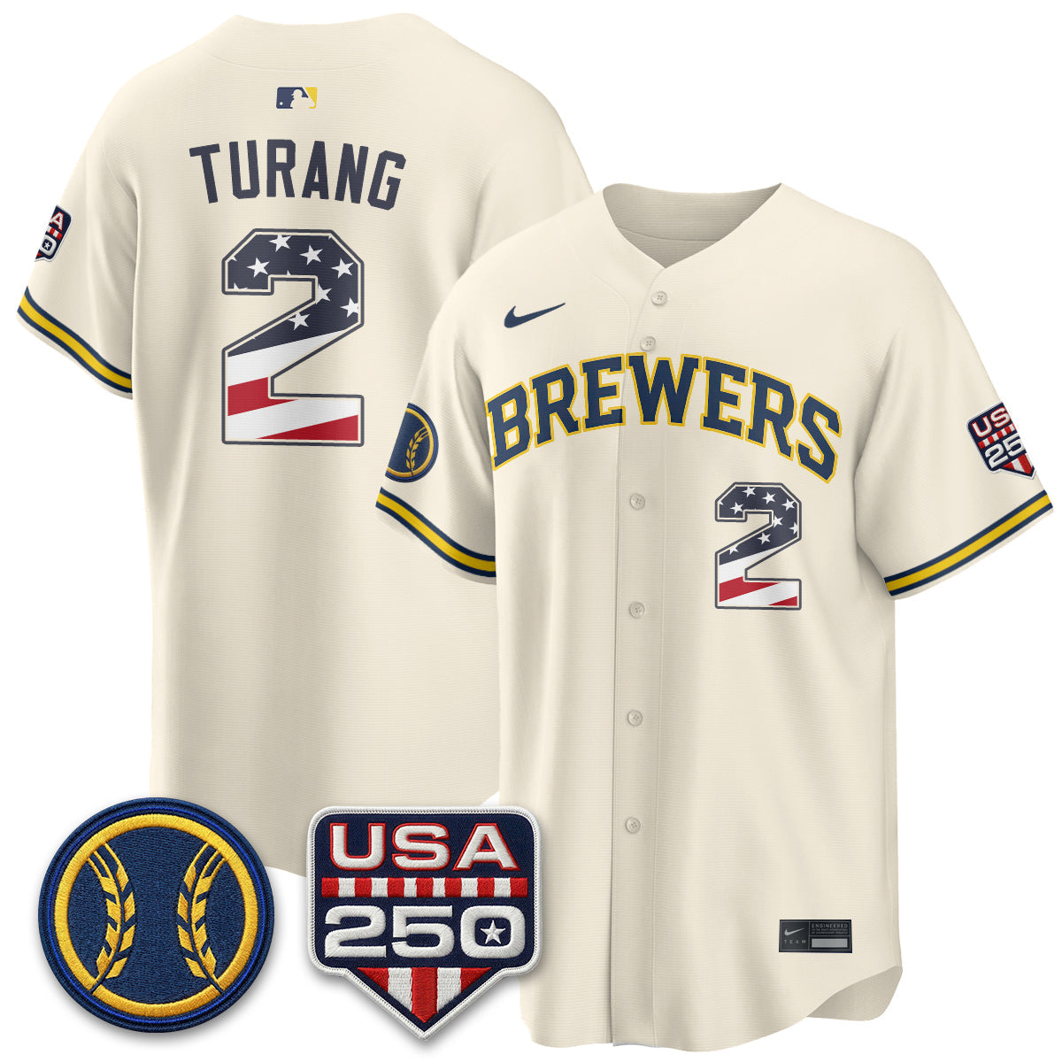 Milwaukee Brewers Fourth of July Vapor Limited Jersey - Stitched-Cuztomshoes