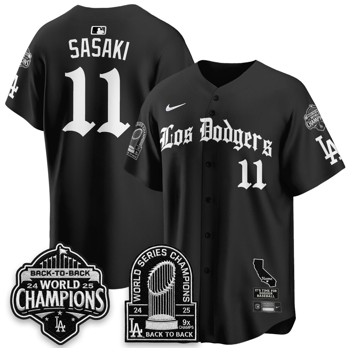 Los Angeles Dodgers World Series Champions Vapor Premier Limited Gothic Edition Jersey - Stitched-Cuztomshoes