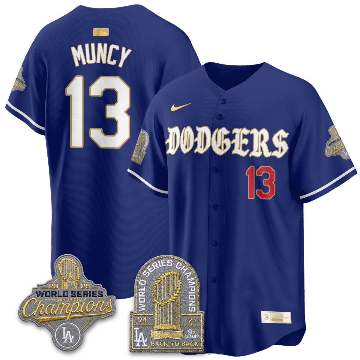 Los Angeles Dodgers Vapor Limited Jersey - Back to Back 9x Champs - Stitched-Cuztomshoes