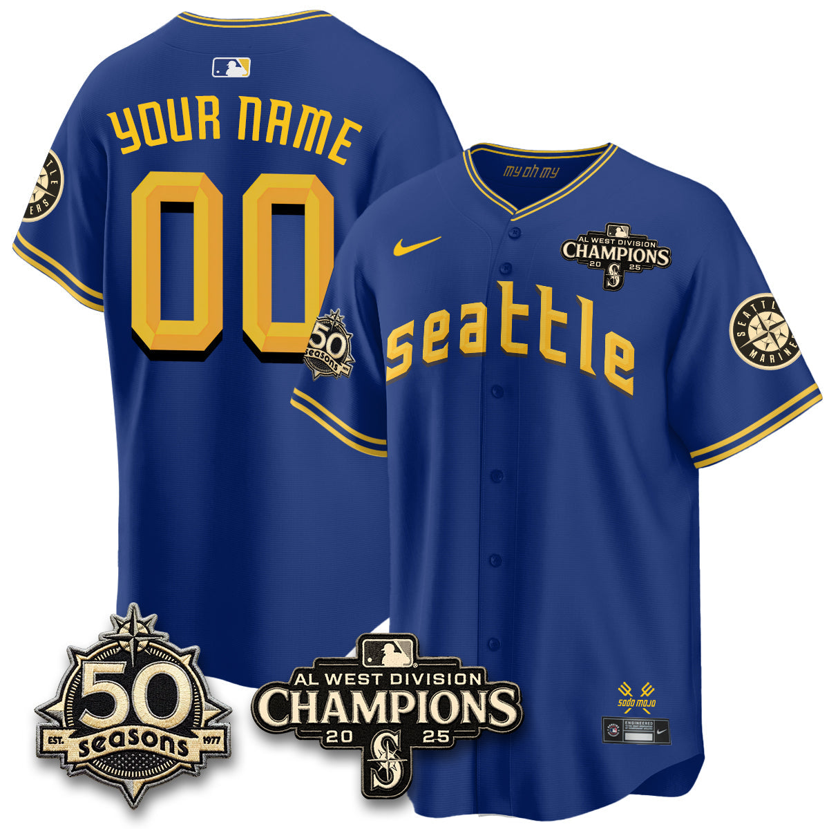 Seattle Mariners Vapor Premier Custom Limited Jersey - 50th Anniversary & AL West Division Champions - Steelheads Community Funds - Stitched